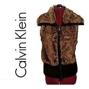 Calvin Klein Fur Collar Vest, Size Small